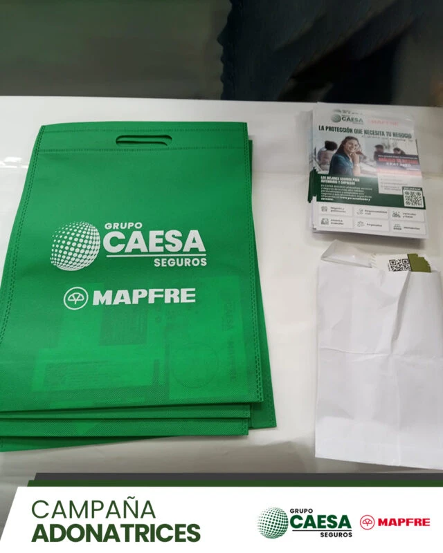 Bolsa del donante de Grupo Caesa Mapfre con material informativo y la entrada para el partido del Odilo CB